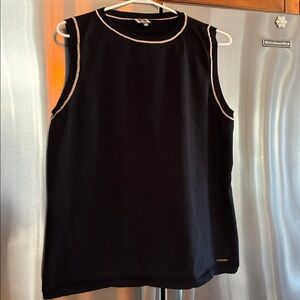 Anne Klein Black Knit Top with Gold Accent